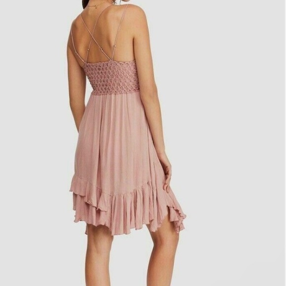 Free People Adella Lace Mini Dress size Large Pink - Picture 11 of 16